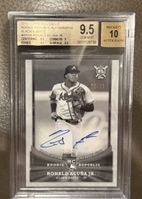 2018 Topps Big League Rookie Republic Auto Black and White Acuna Jr /25 BGS 9.5