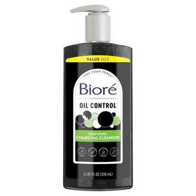 Biore Deep Pore Charcoal Face Wash, Daily 11.45 Ounce (Pack of 1), Black