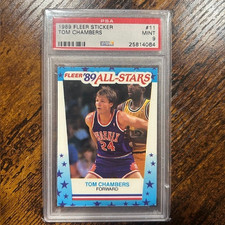 1989 FLEER ALL STARS STICKER #11 TOM CHAMBERS PSA  9 MINT CENTERED SHARP
