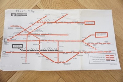1973 Eastern Region British Rail Eisenbahn Karte Liverpool & Fenchurch Street 