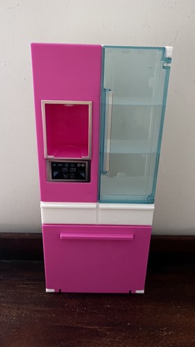 Vintage 2019 Barbie Refrigerator Mattel Pink Blue White 
