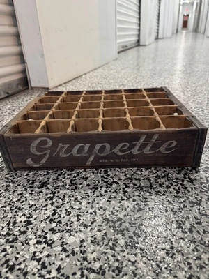1940s Vintage GRAPETTE Soda Pop Bottle Crate - Wood Soda Crate - Storage Box - Image 1 of 4