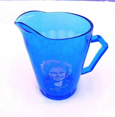 Vintage Lot 1930 Cobalt Blue Shirley Temple Pitcher / Creamer