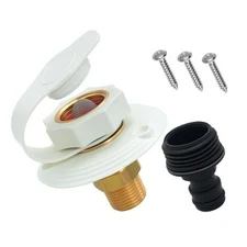RV City Water Inlet Flange with Check Valve, 3/4" Garden Hose (Female) Inlet 