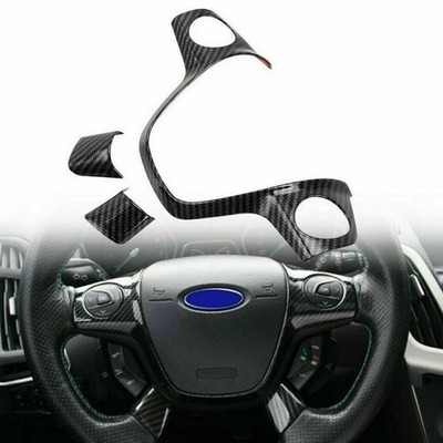 Für Focus Ford MK3 Kuga/C-Max Carbon Fiber Schwarz Lenkradabdeckung Verkleidung