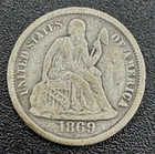 1869 -S  Seated Liberty Dime