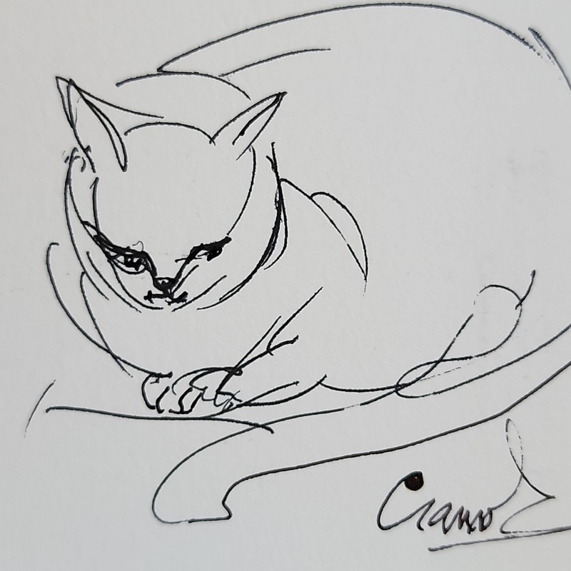 CRAMOLINI Cat Art ACEO Set A2 ORIGINAL Drawing Painting 2-1/2X3-1/2" Ink