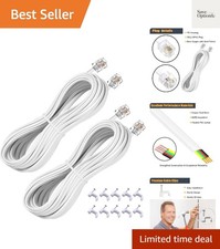 25FT Telephone Extension Cord Cable, Landline Phone Line Wire with RJ11 6P4C ...