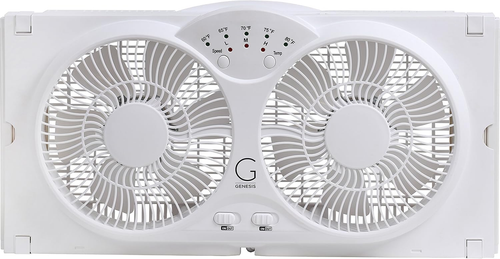 Genesis Twin Window Fan White High Velocity Reversible Airflow LED Thermostat - Picture 3 of 8