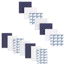 Unisex Baby Cotton Flannel Burp Cloths and Receiving Blankets, 14-Piece, Boy Ele