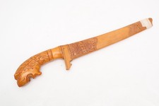 Antique Indonesian Balinese Dagger Sword Wood Carved LION HEAD Sheath Scabbard