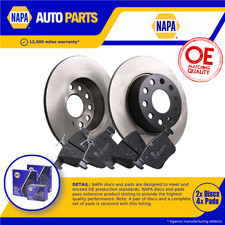 Image of 2x Solid Brake Discs and Pads Rear NAPA NBK5304DP fits VW Audi Seat Skoda