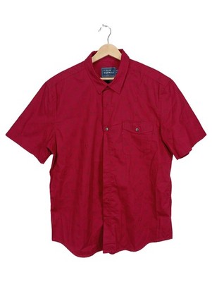 Topman Kurzarmhemd Herren XL Rot Blumenmuster Baumwolle Classic Fit