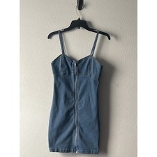 Forever 21 Women's Blie Denim Zip Front Mini Dress Size S