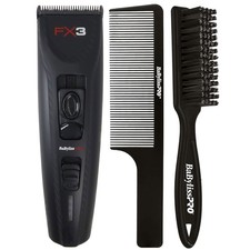 BaBylissPro FX3 High Torque Cordless Clipper FXX3CB Black Fade Brush 9" Comb