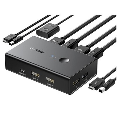 HDMI KVM Switch 2 PC 1 Monitor 4K@60Hz USB 2.0 HDMI 2.0 Switch