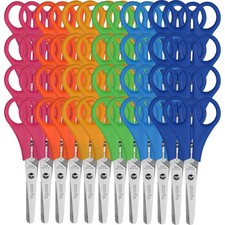 48 Pack 5" Safety Blunt Tip Student Scissors, 6 Assorted Colors Kid Craft Sci...