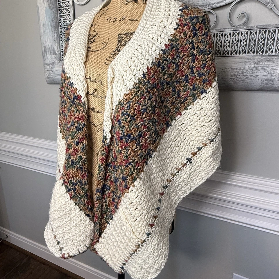 Bolsillos chal vintage de ganchillo para damas 59 pulgadas usado en excelente estado Foto 2 de 4