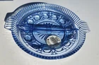 Vintage Indiana Glass Windsor Blue Divided Relish Tray Button & Cane Pattern