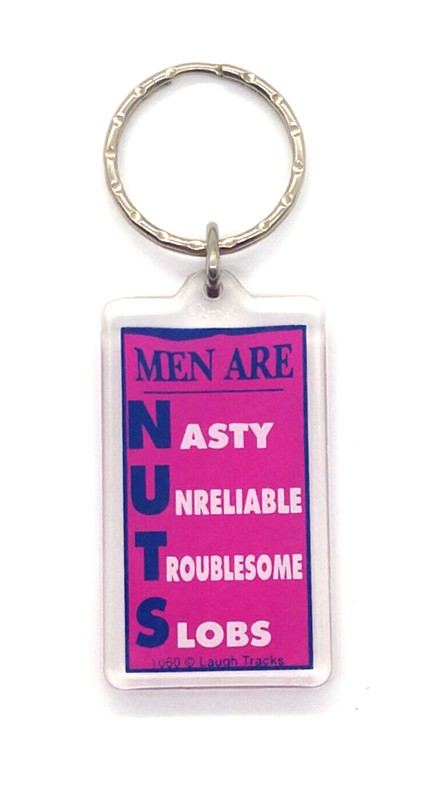 Vintage "Men Are NUTS,,,,,,,,,," Funny Humor Keyring Keychain