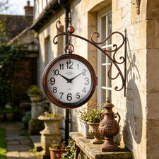 Double-Sided Antique Iron Wall Clock