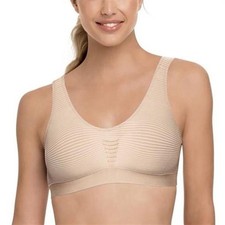 NEW Bali Comfort Revolution Microfiber Crop Top Bra 103J Taupe Stripe 2XL 82774
