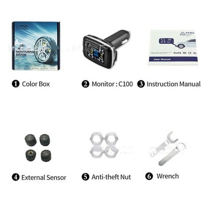 Tire Pressure Monitoring System Sensors Cigarette Lighter USB port Auto Security