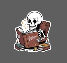 Booktrovert Sticker Waterproof Decal Skeleton Books Reading Novel Gift NEW