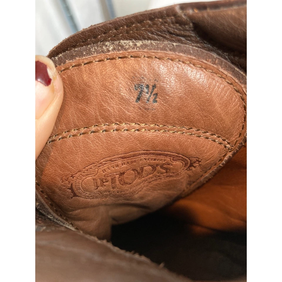 Botines TODS para mujer de cuero marrón con cordones talla 7,5 dinero antiguo silencioso lujo Foto 4 de 4