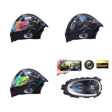 Bluetooth Motorcycle Helmet Built-in Camera Recorder Intercom Headset DOT