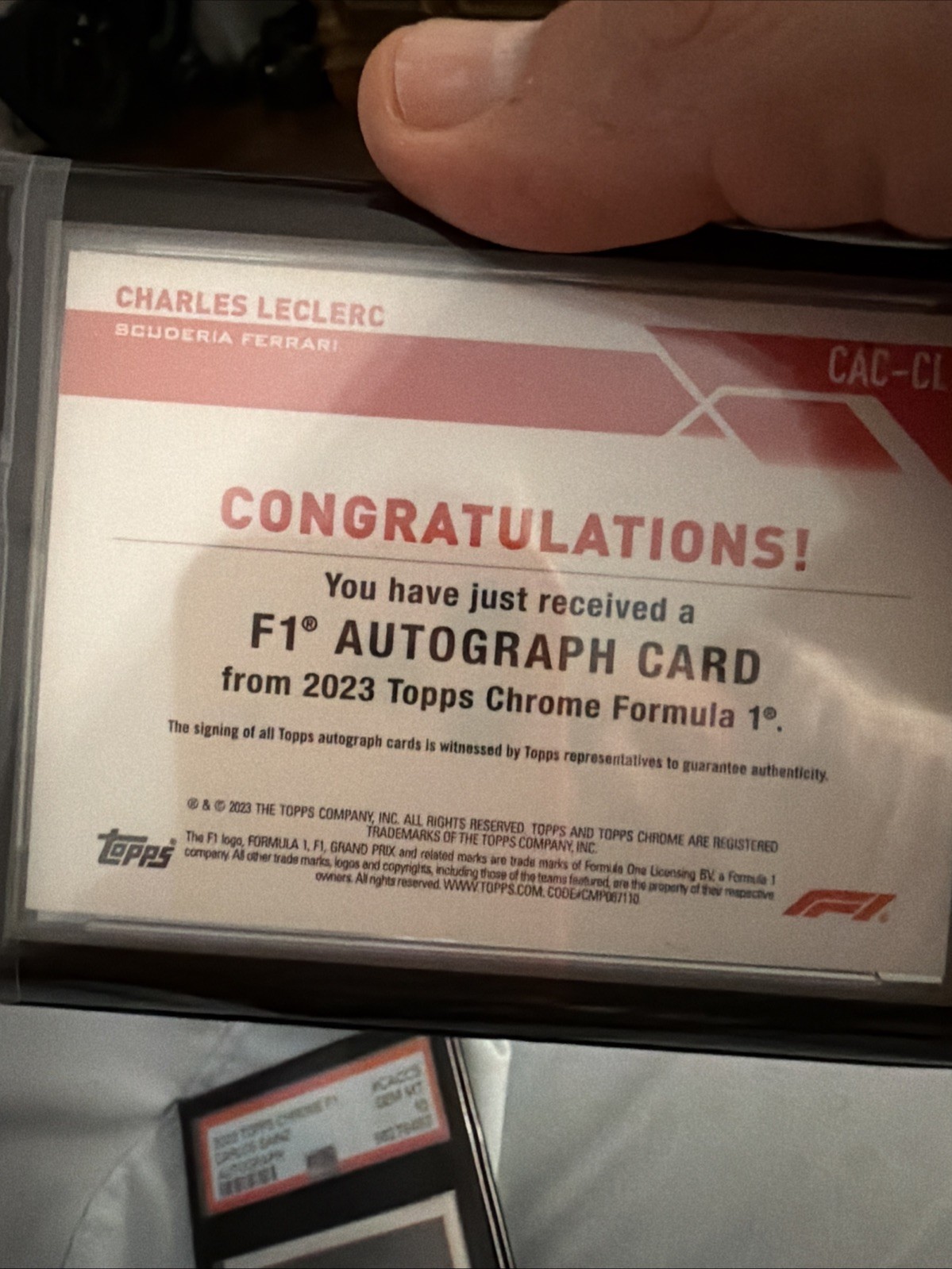 2023 Topps Chrome Formula 1 - Charles Leclerc #CAC-CL TRUE Gold /50 Auto PSA 10 view 7