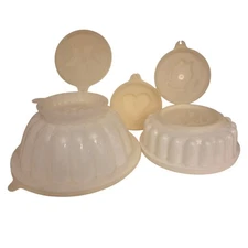 Tupperware Vintage Jello Mold Jel N Serve & Jel-Ring Tray Mold & 4 Seals 8 Pcs 
