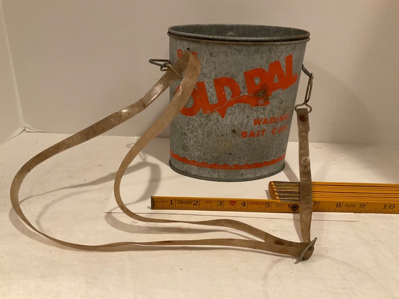 Vintage Minnow Bucket Old Pal by Woodstream Corp Galvanized Wading Bait Can ~G6S