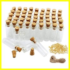 100 Pcs 2ml Mini Glass Bottles with Cork Stoppers, 20 Meters Twines, Tiny Jar...
