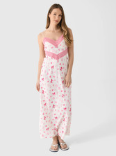 LoveShackFancy Serita Slip Maxi Dress Rosey Dream Hearts $495 NWT