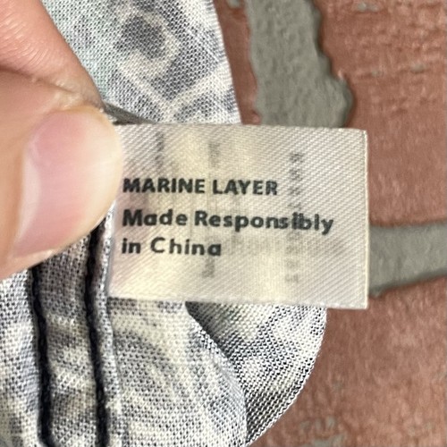 Marine Layer Resort Shirt Mens Medium Blue Mini Floral Tencel Linen NWT $108 - Picture 9 of 15