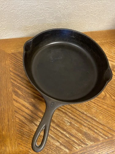 VTG Wagner Sidney O 1059 #9 Cast Iron Skillet Pan DBL Pour Spout Sits Flat 11”