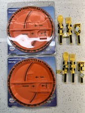 Constructive Eating 2 Full Sets - Plates, Spoons, Forks  Pushers NEW 