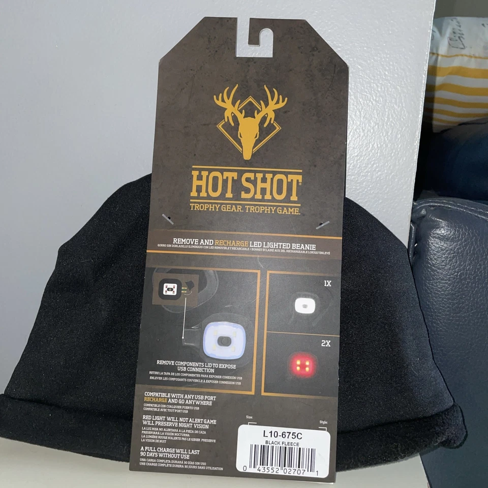 HOT SHOT Gorro de Vellón Negro Recargable LED Iluminado para Hombres - Realtree Hunting Foto 2 de 2