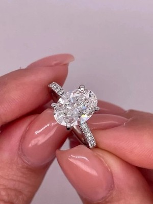 4 kt Birnenschliff Halo Lab Created Diamant Verlobungsring 14 K Weißgold über