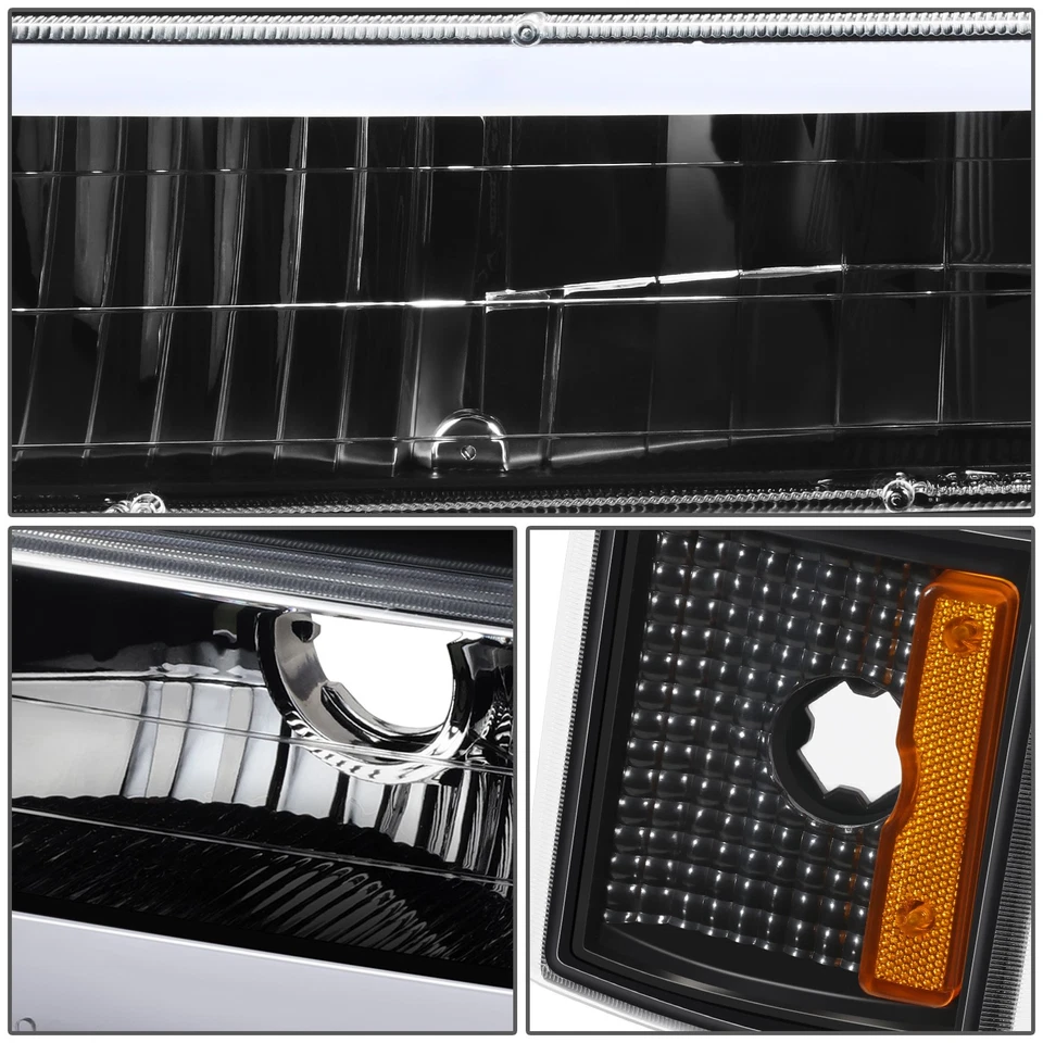 [LED DRL] Para 94-00 GMC C10 C/K 1500 2500 Faros Parachoques Lámparas Esquinas Negro Foto 4 de 4