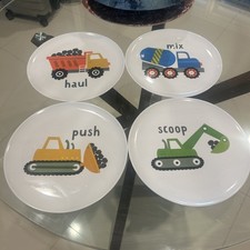 Tiny Expressions - Construction Plates for Toddlers - Set of 4 Melamine Plate...