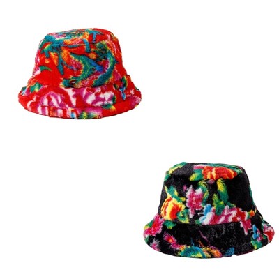 Floral Chinese Flower Bucket Hat Headgears for Outdoor Creative Photo Props