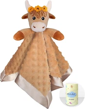 Girl Highland Cow Baby Security Blanket Loveys for Babies Girls, 16" Soft Baby L
