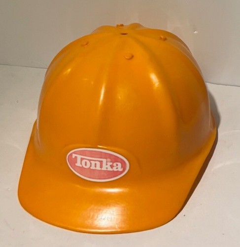 Vintage TONKA Child Pretend Play Orange Plastic Hard Hat Construction Helmet