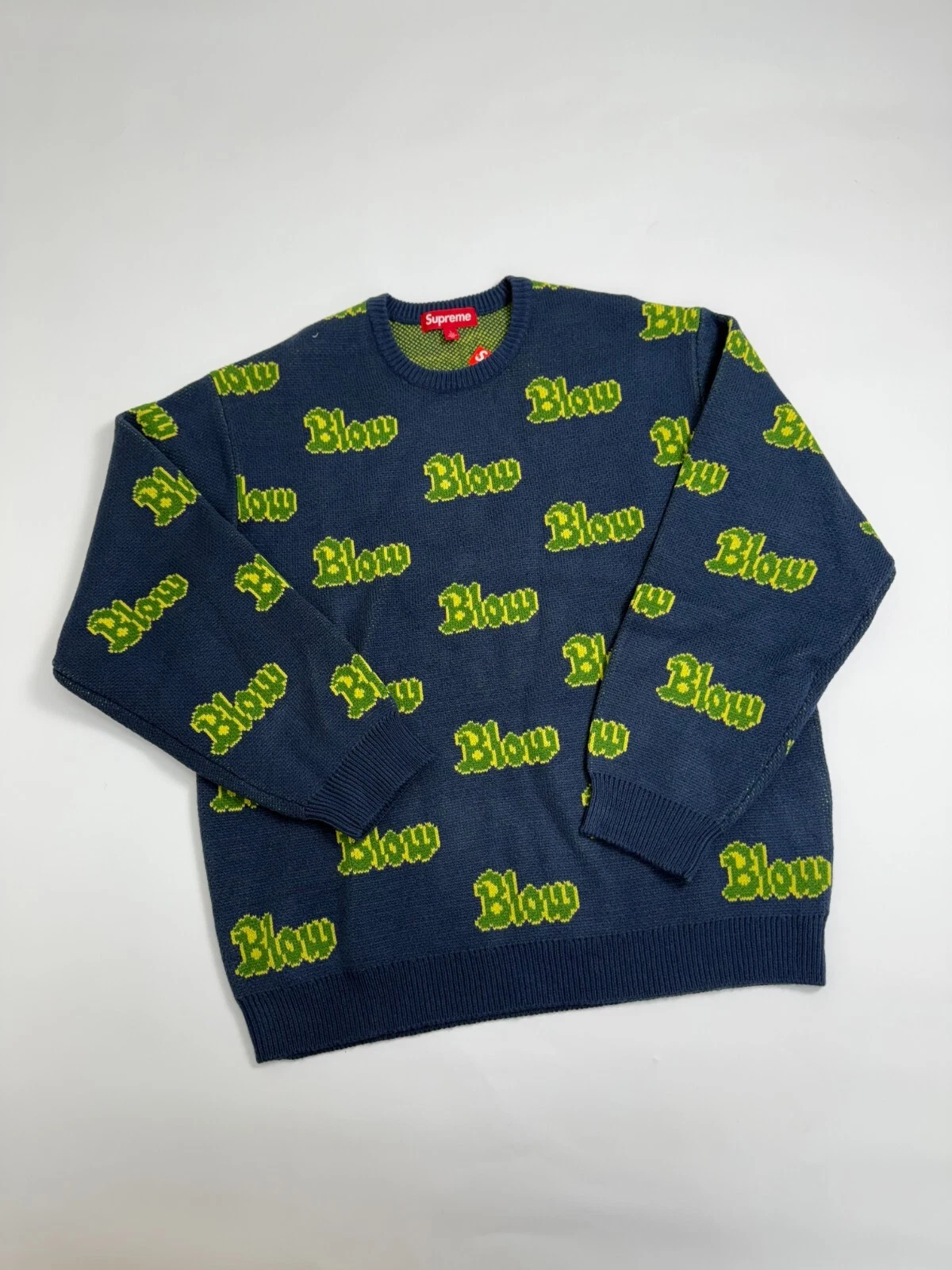 Pull Supreme Knit Blow Logo bleu marine moyen   NEUF AVEC ÉTIQUETTES   LIVRAISON GRATUITE