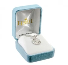 St. Therese Lisieux Sterling Silver Round 0.7" Medal, Gift Box, 18" Chn, US