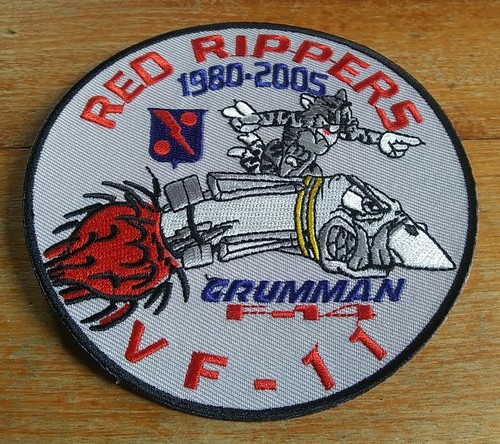 US Navy F-14 Grumman TOMCAT VF-11 Red Rippers 1980 - 2005 Military Patch - Afbeelding 5 van 6