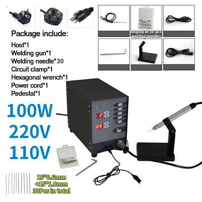 Automatic 100W 110V Pulse Argon Welding Machine Spot Welder 220V W/ 30pcs Needle