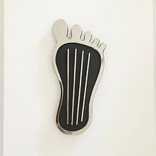 Old School Big Foot Gas Pedal Cover- Chrome/Black- Hot Rod/ Drag